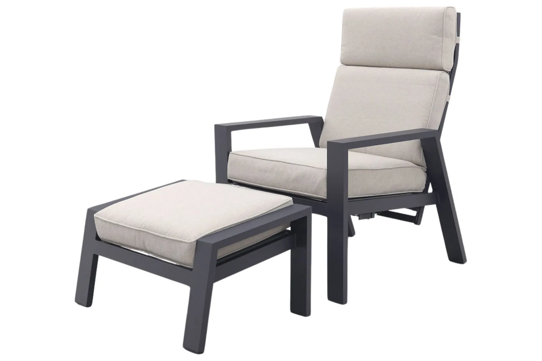 Garden Impressions Max loungestoel + voetenbank - Carbon black/Sand