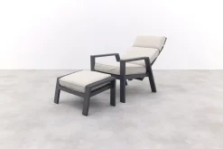 Garden Impressions Max loungestoel + voetenbank - Carbon black/Sand