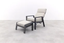 Garden Impressions Max loungestoel + voetenbank - Carbon black/Sand