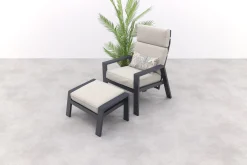 Garden Impressions Max loungestoel + voetenbank - Carbon black/Sand
