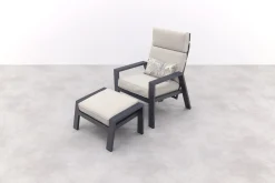 Garden Impressions Max loungestoel + voetenbank - Carbon black/Sand
