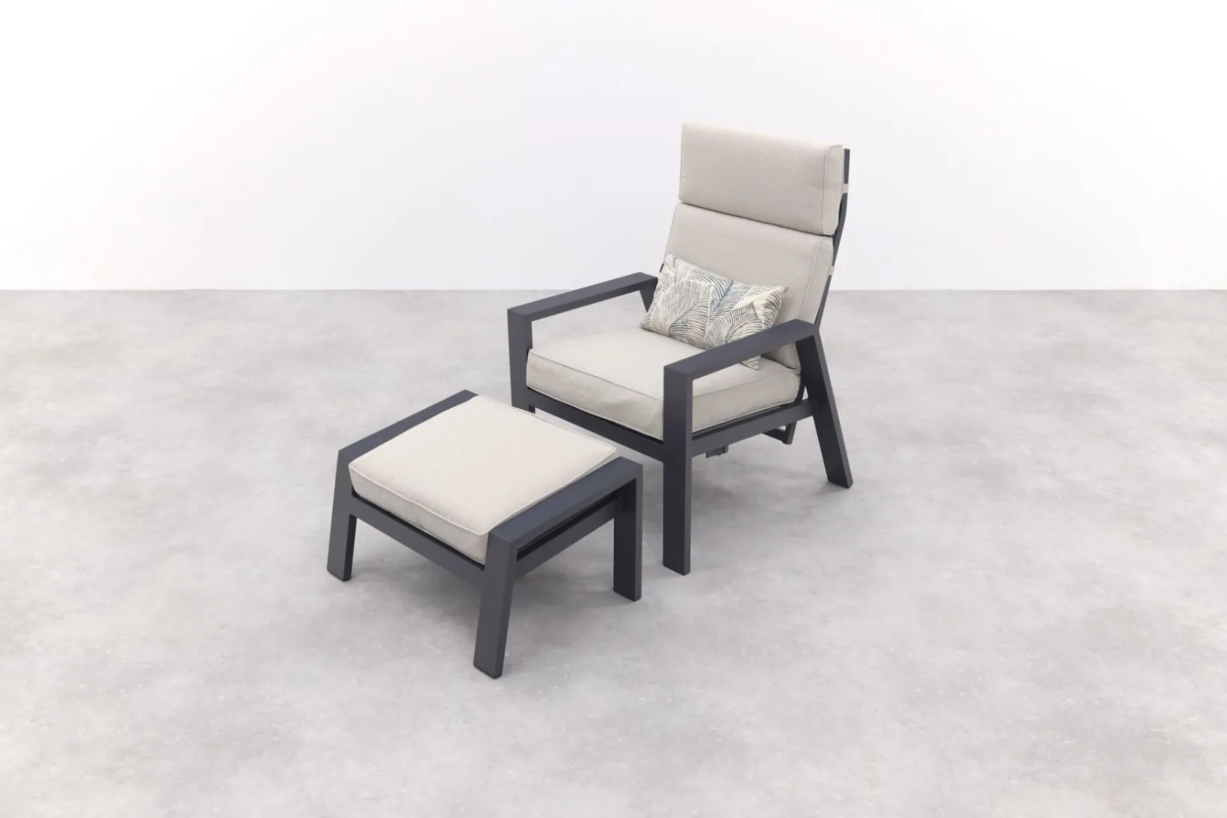 Garden Impressions Max loungestoel + voetenbank - Carbon black/Sand