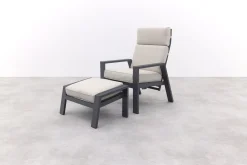 Garden Impressions Max loungestoel + voetenbank - Carbon black/Sand
