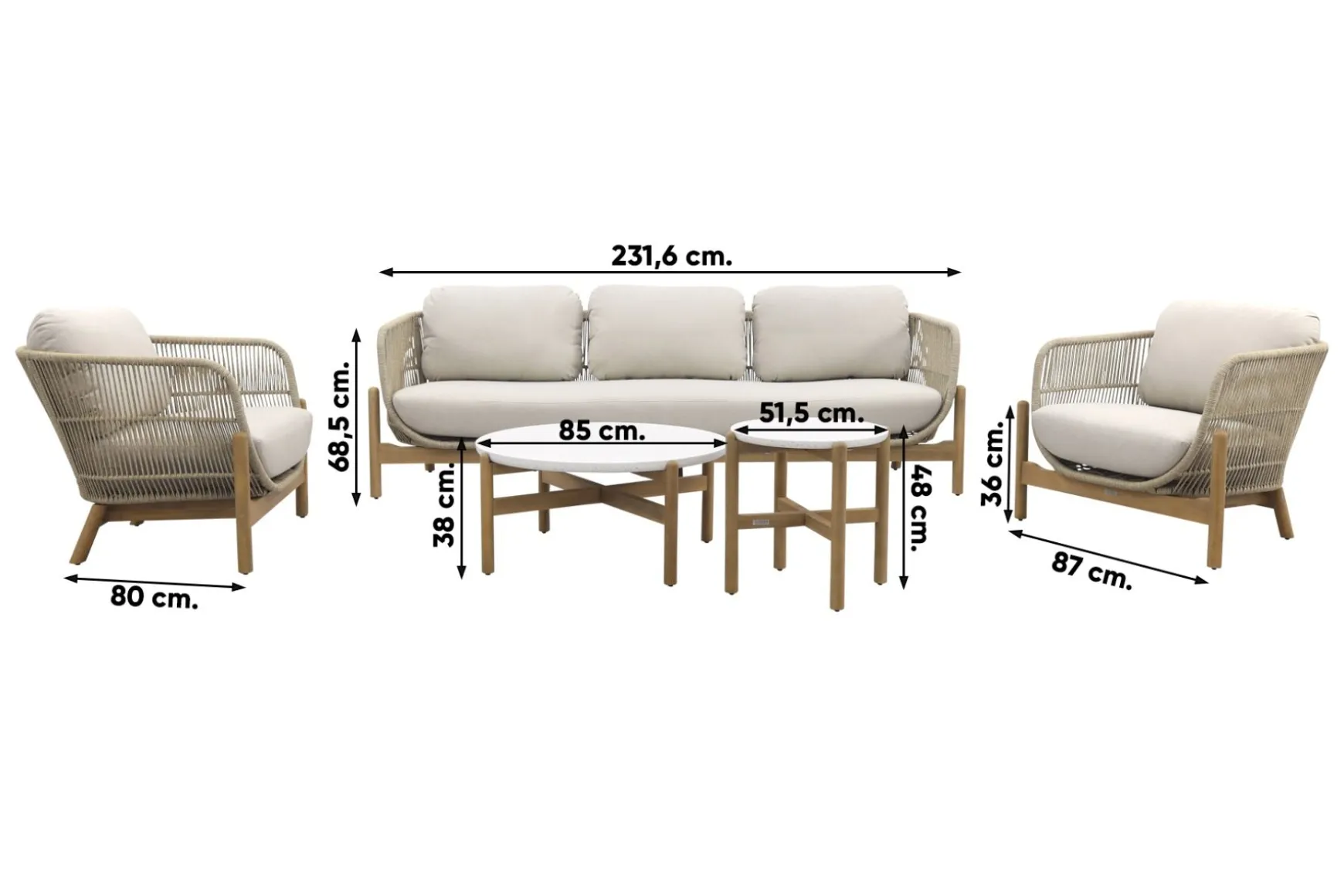 Garden Impressions Talara stoel bank loungeset 5-delig - Zand