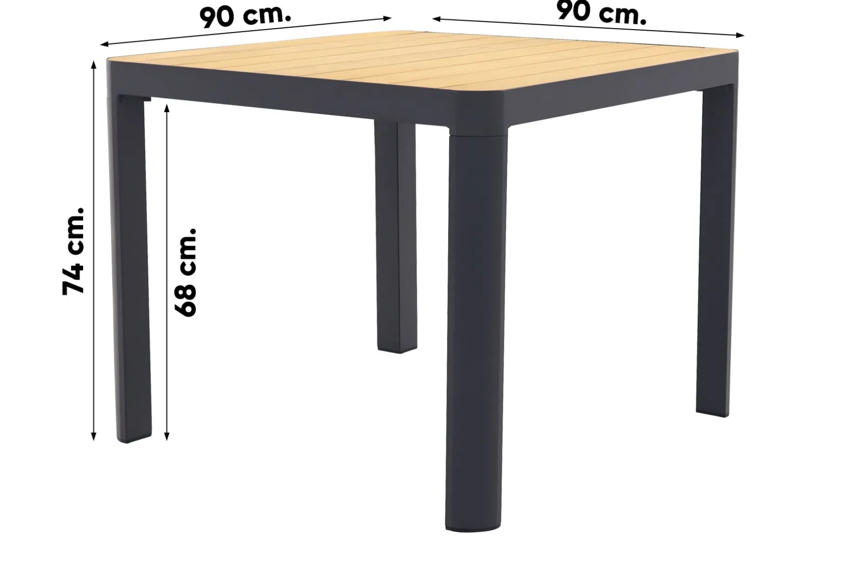 General tuintafel 90x90 cm. - aluminium royal grey frame / teak