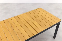 General tuintafel 160x90 cm. - aluminium royal grey frame / teak