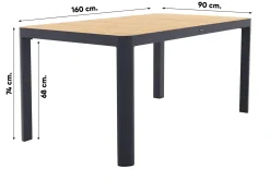 General tuintafel 160x90 cm. - aluminium royal grey frame / teak
