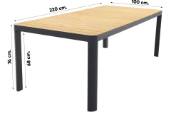General tuintafel 220x100 cm. - aluminium royal grey frame / teak