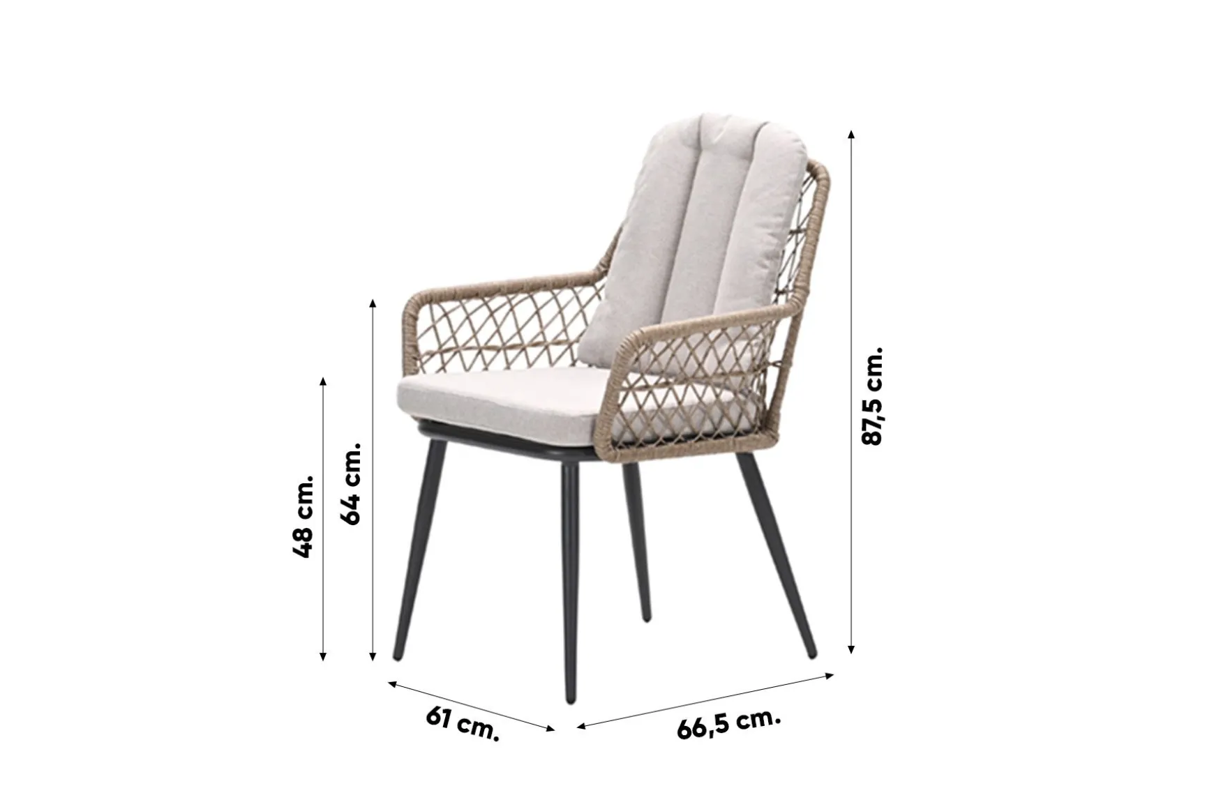 GI Allasio dining tuinstoel - Carbon black/Zand