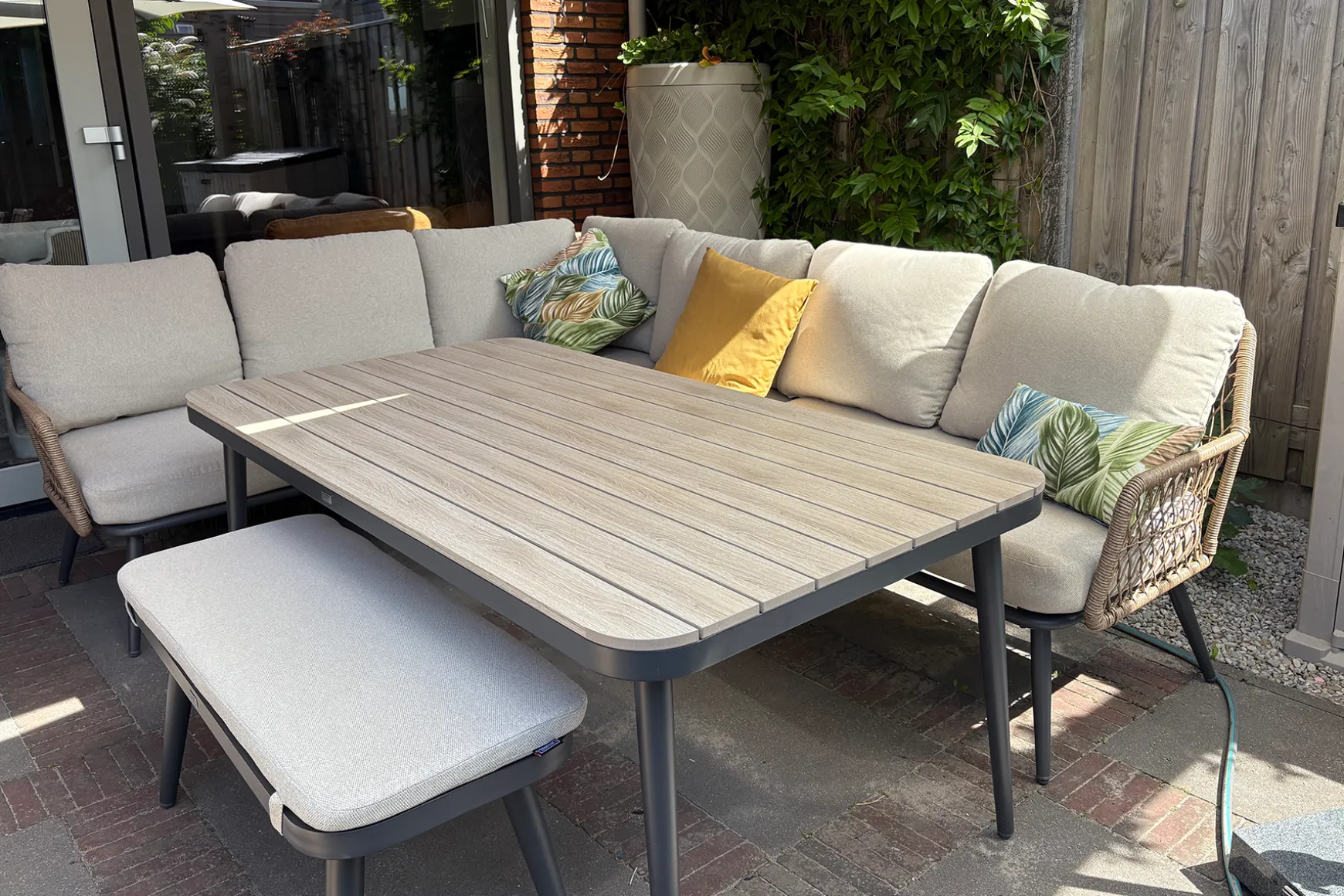 GI Allasio lounge-dining hoekset (5-delig) - Carbon black/Zand