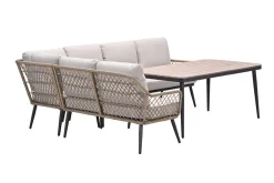 GI Allasio lounge-dining hoekset (5-delig) - Carbon black/Zand