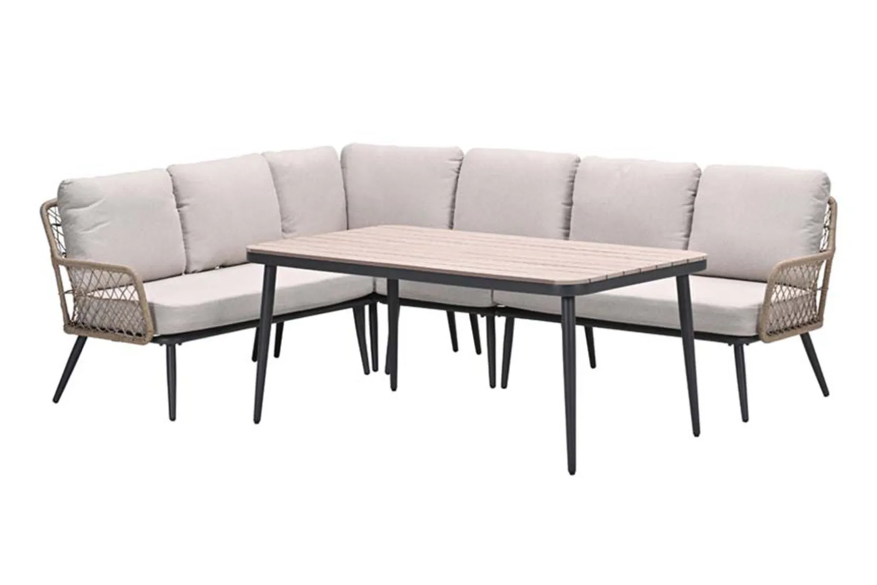 GI Allasio lounge-dining hoekset (5-delig) - Carbon black/Zand