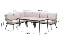 GI Allasio lounge-dining hoekset (5-delig) - Carbon black/Zand