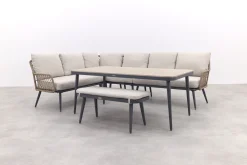 GI Allasio lounge-dining hoekset (6-delig) - Carbon black/Zand
