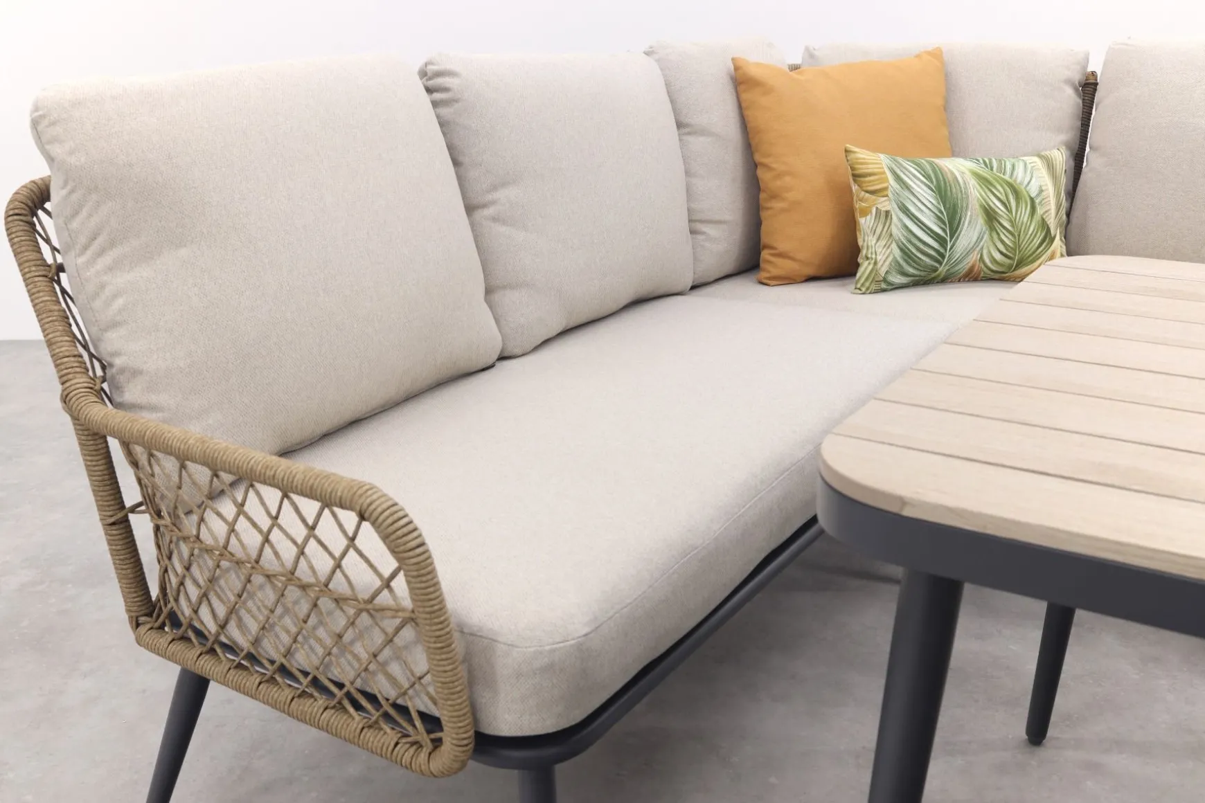 GI Allasio lounge-dining hoekset (6-delig) - Carbon black/Zand