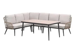 GI Allasio lounge-dining hoekset (6-delig) - Carbon black/Zand