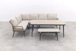 GI Allasio lounge-dining hoekset (6-delig) - Carbon black/Zand