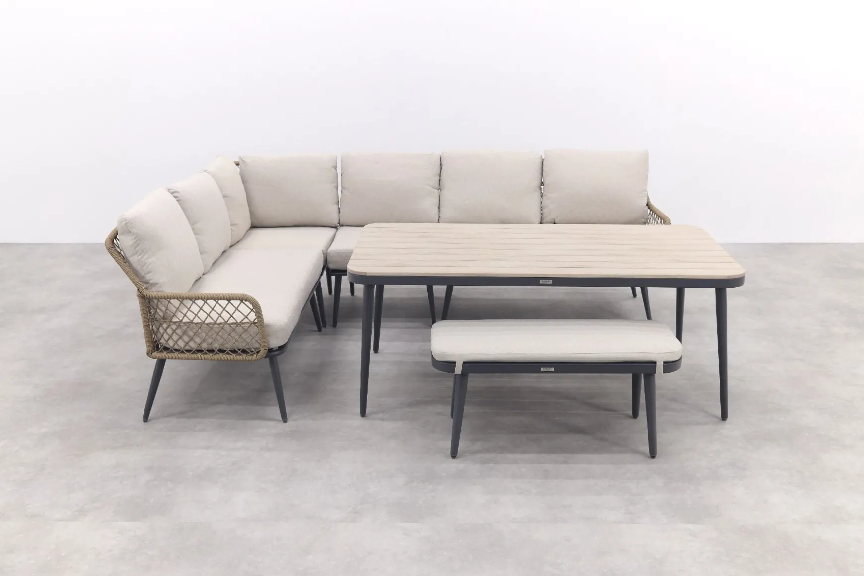 GI Allasio lounge-dining hoekset (6-delig) - Carbon black/Zand