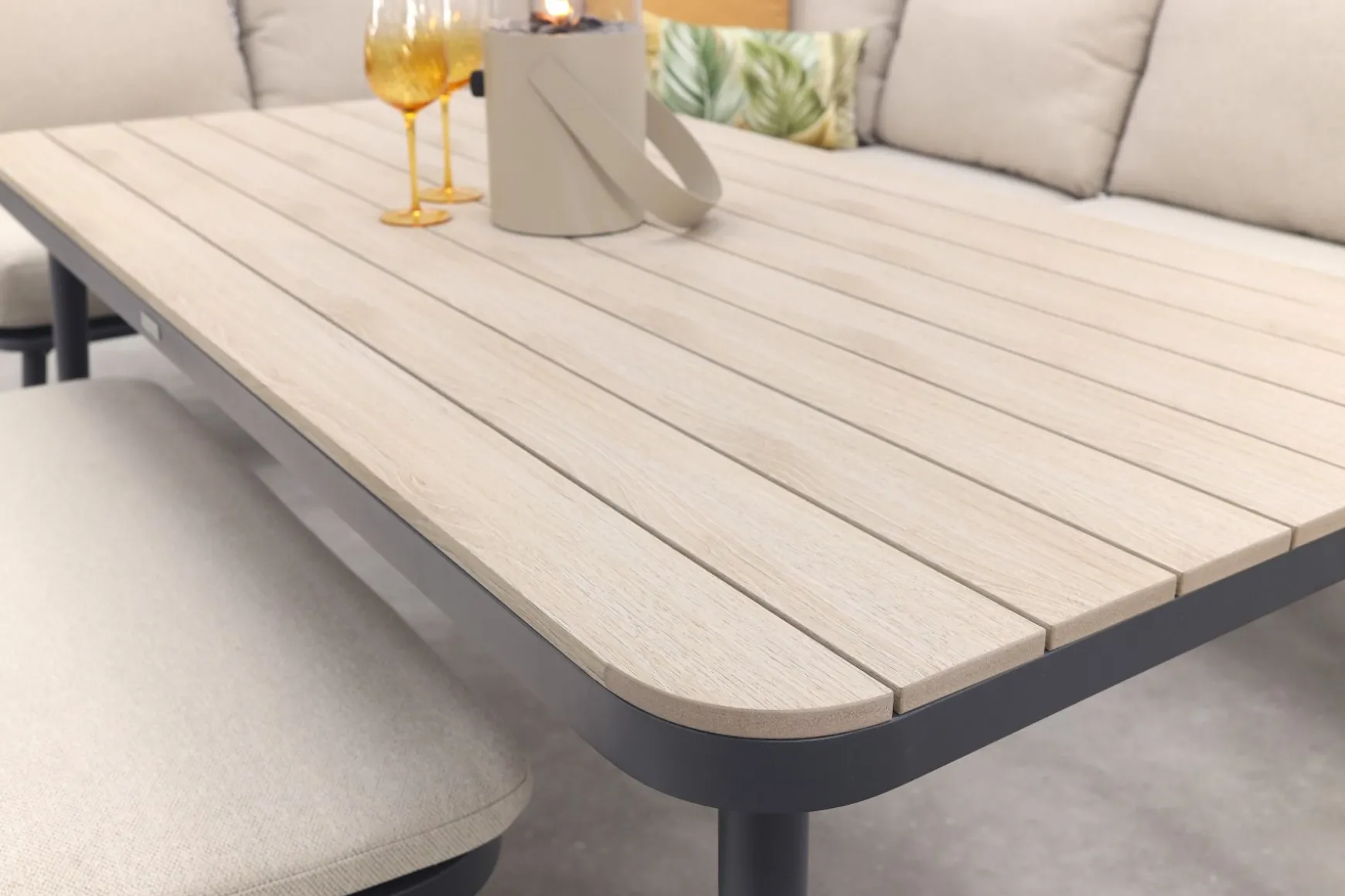 GI Allasio lounge-dining hoekset (6-delig) - Carbon black/Zand