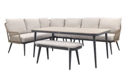 GI Allasio lounge-dining hoekset (6-delig) - Carbon black/Zand