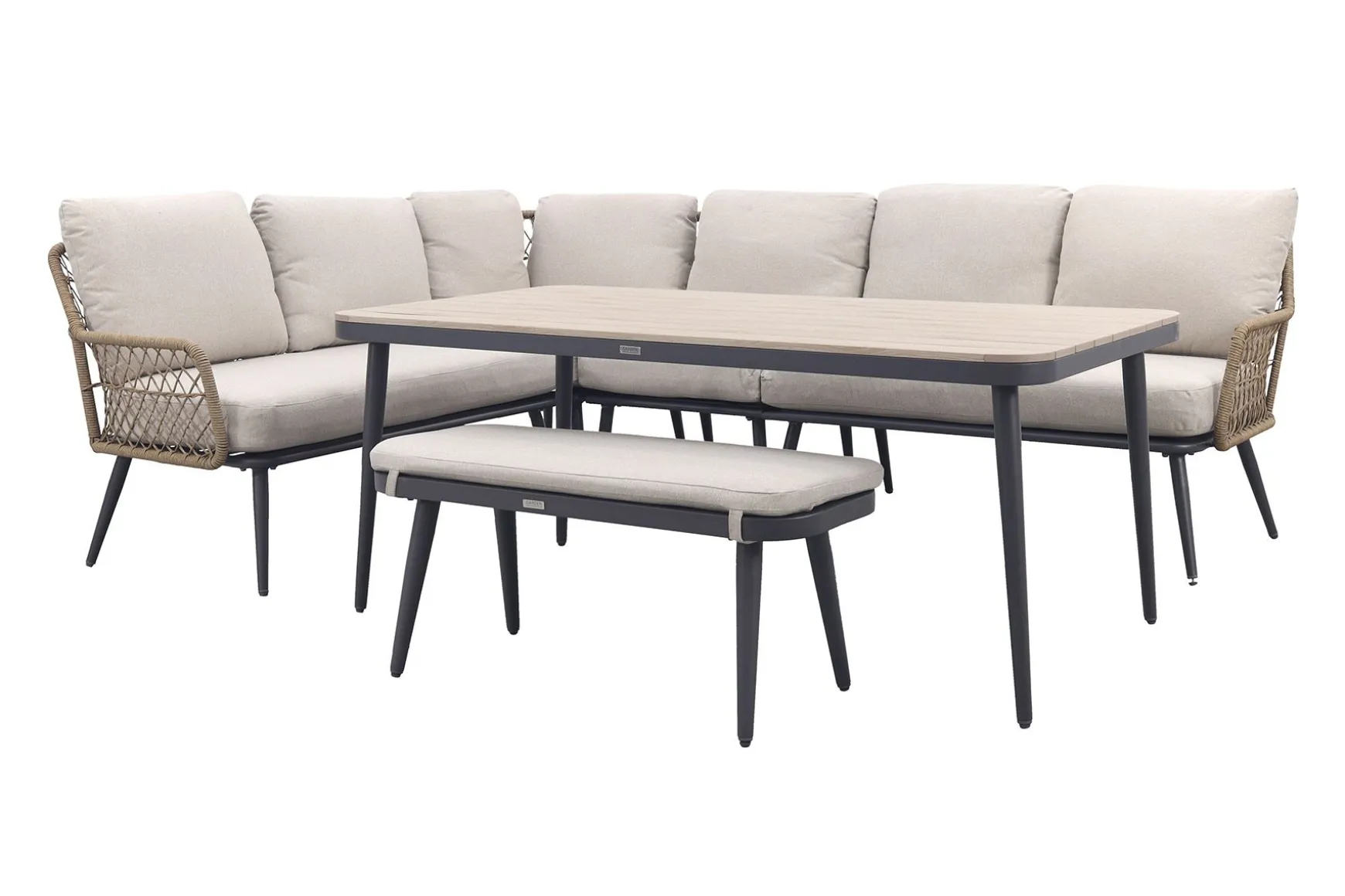 GI Allasio lounge-dining hoekset (6-delig) - Carbon black/Zand