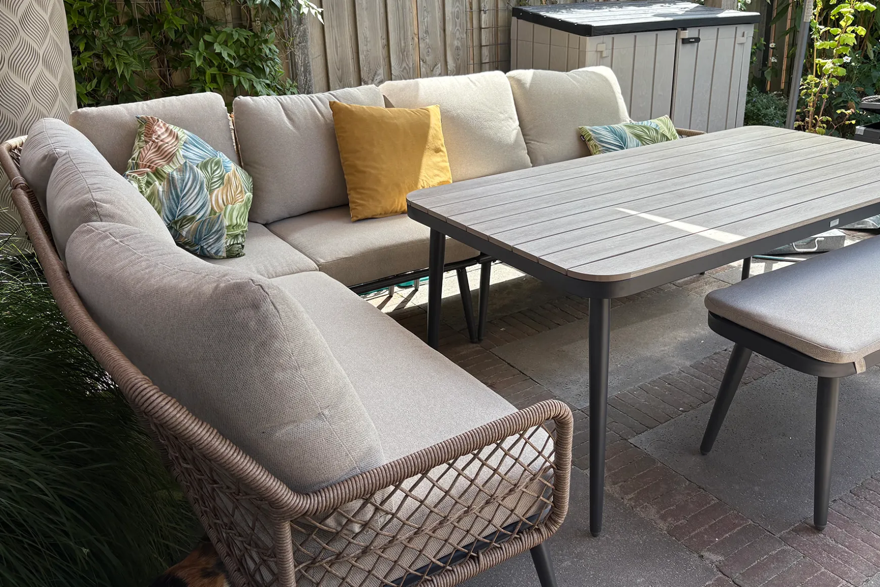 GI Allasio lounge-dining hoekset (6-delig) - Carbon black/Zand
