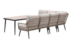 GI Allasio lounge-dining hoekset (6-delig) - Carbon black/Zand