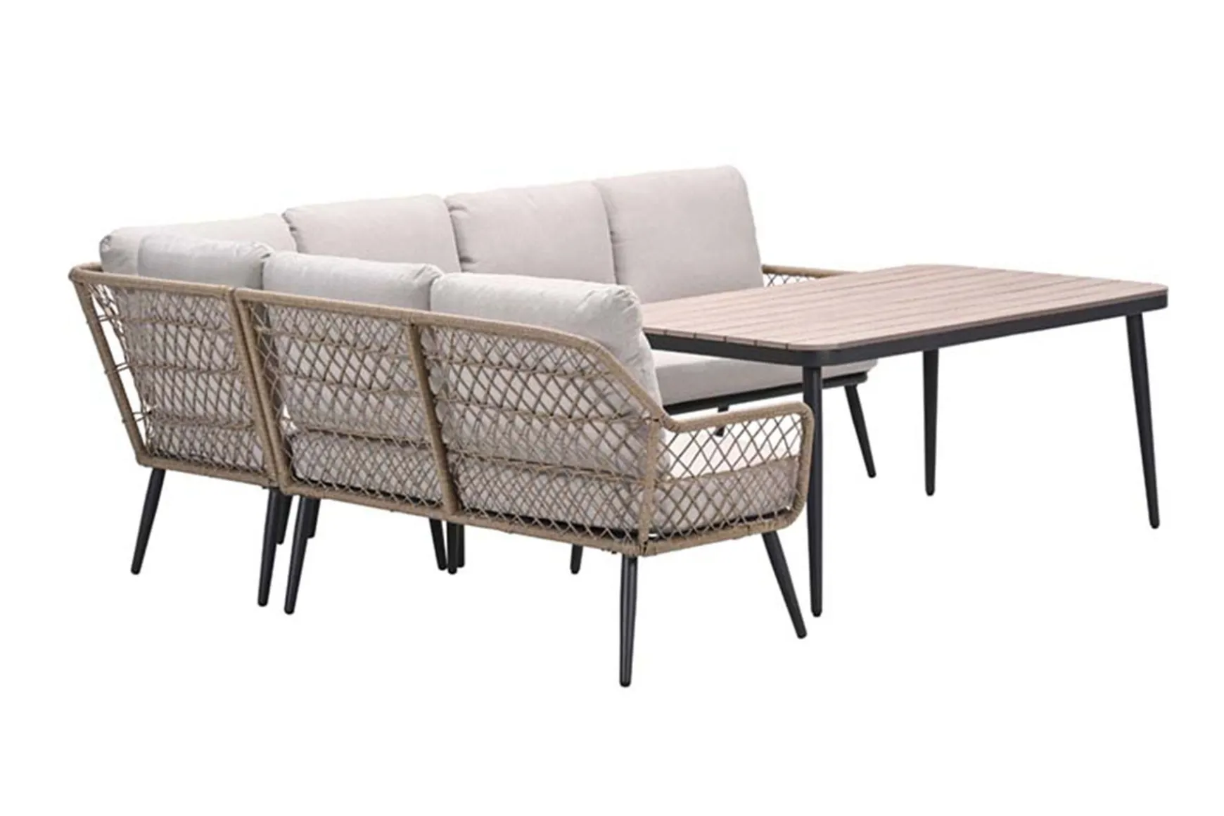 GI Allasio lounge-dining hoekset (6-delig) - Carbon black/Zand