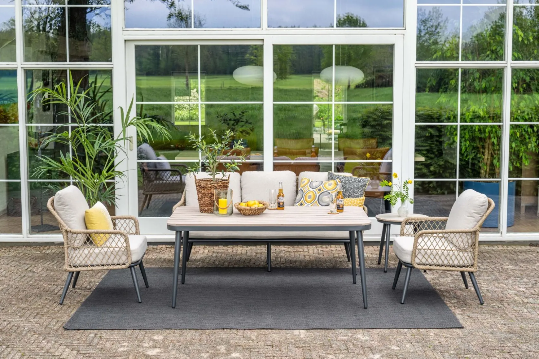 GI Allasio naturel rope lounge-/diningset (4-dlg)