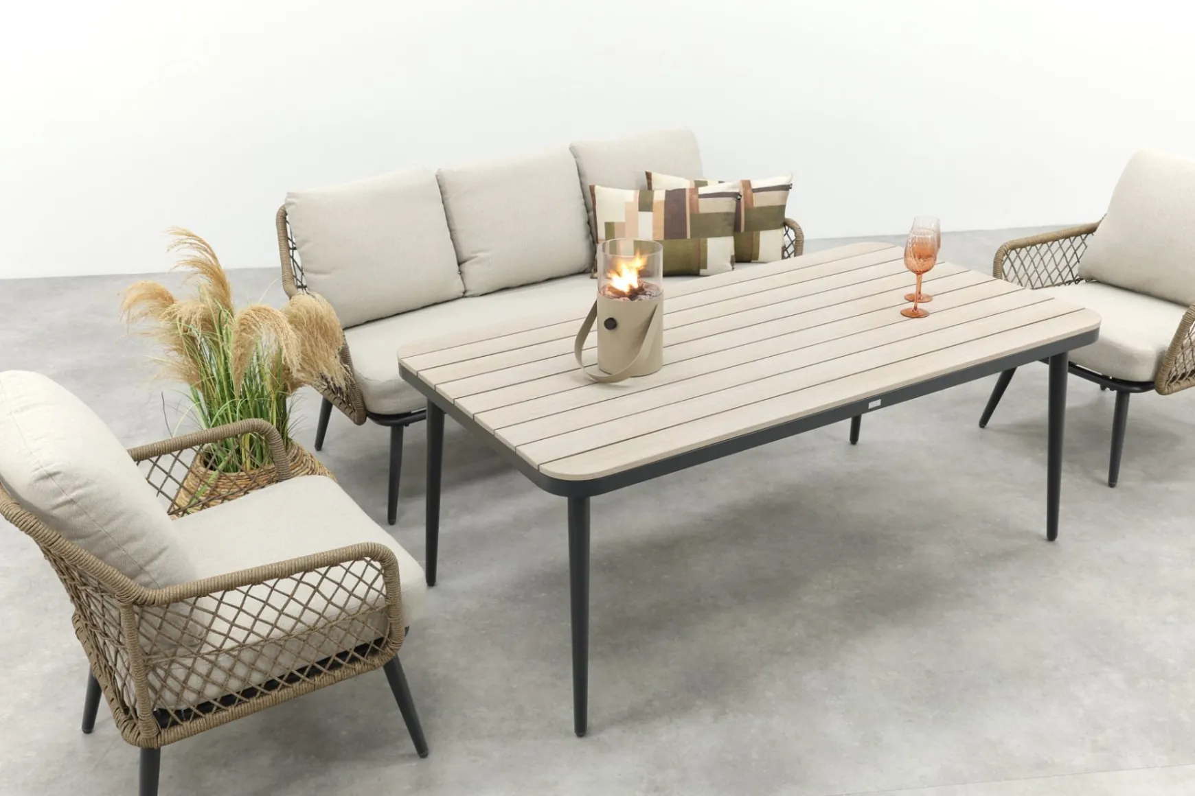 GI Allasio naturel rope lounge-/diningset (4-dlg)