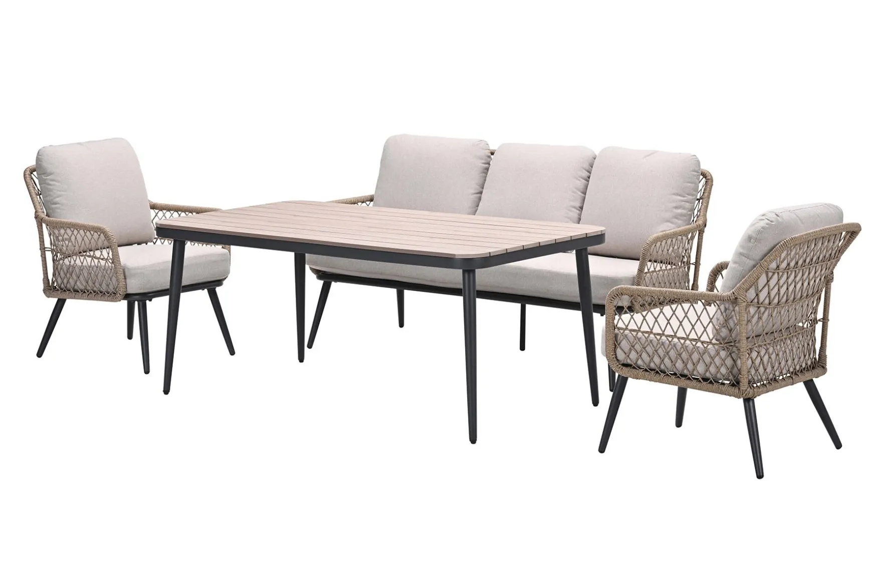 GI Allasio naturel rope lounge-/diningset (4-dlg)