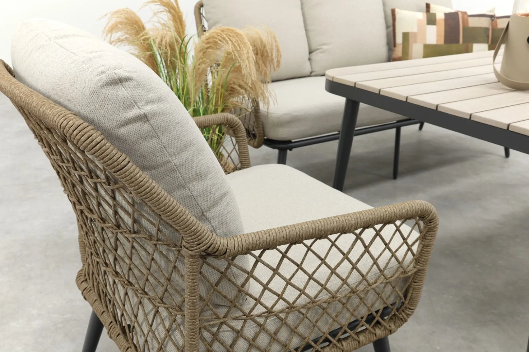 GI Allasio naturel rope lounge-/diningset (4-dlg)