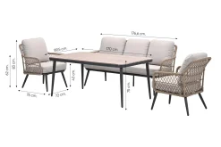 GI Allasio naturel rope lounge-/diningset (4-dlg)