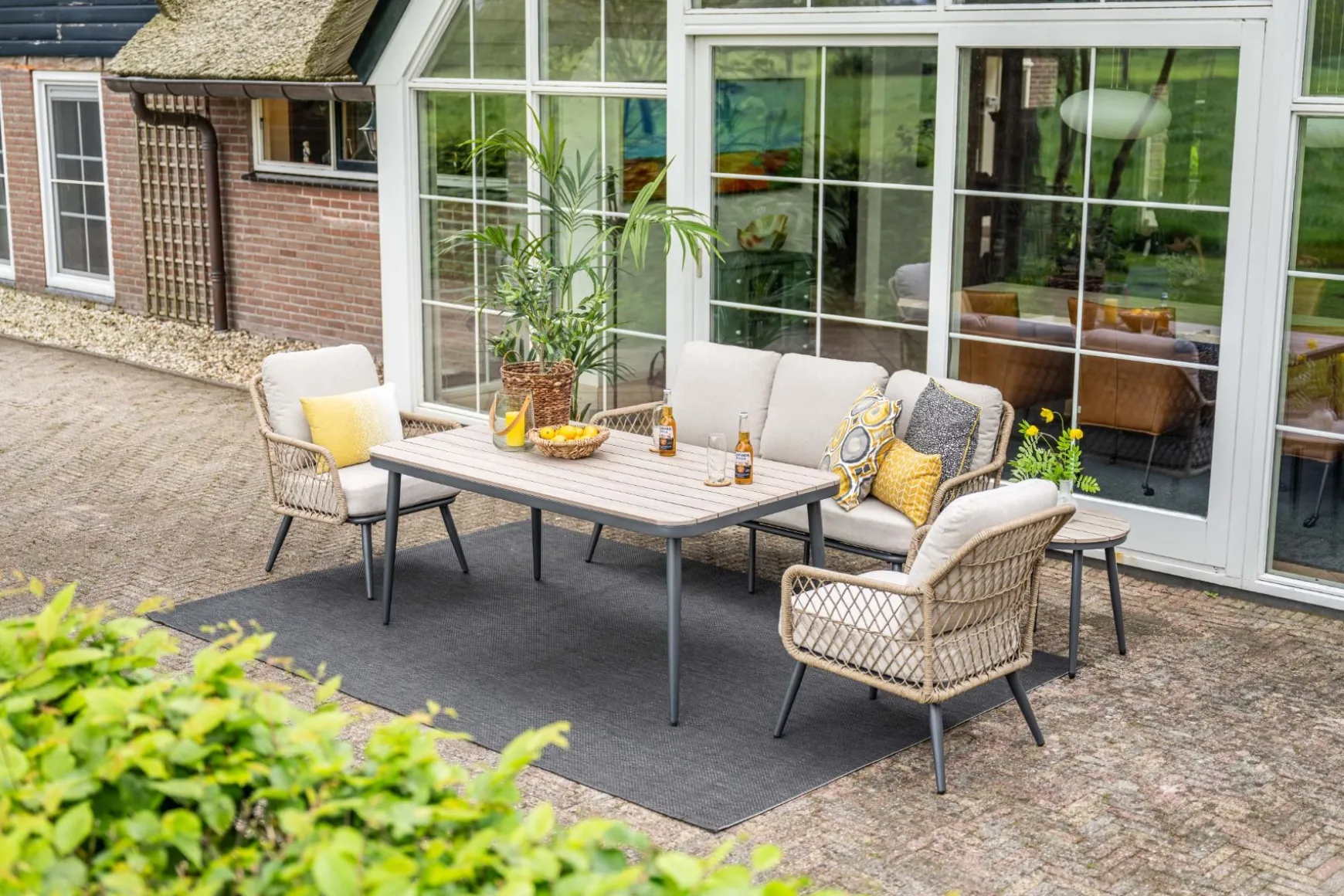 GI Allasio naturel rope lounge-/diningset (4-dlg)