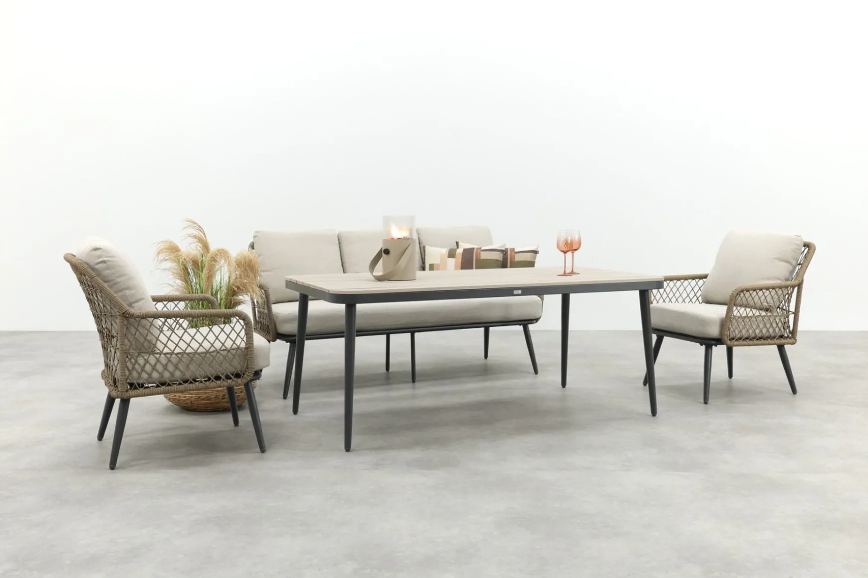 GI Allasio naturel rope lounge-/diningset (4-dlg)