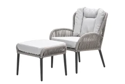 GI Andorra loungestoel + hocker - Taupe/Zand OP=OP