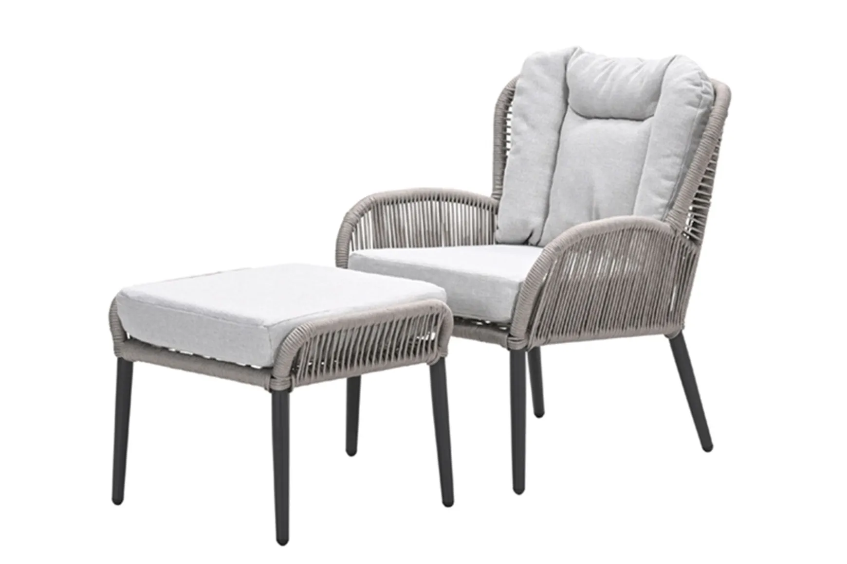 GI Andorra loungestoel + hocker - Taupe/Zand OP=OP