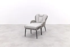 GI Andorra loungestoel + hocker - Taupe/Zand OP=OP