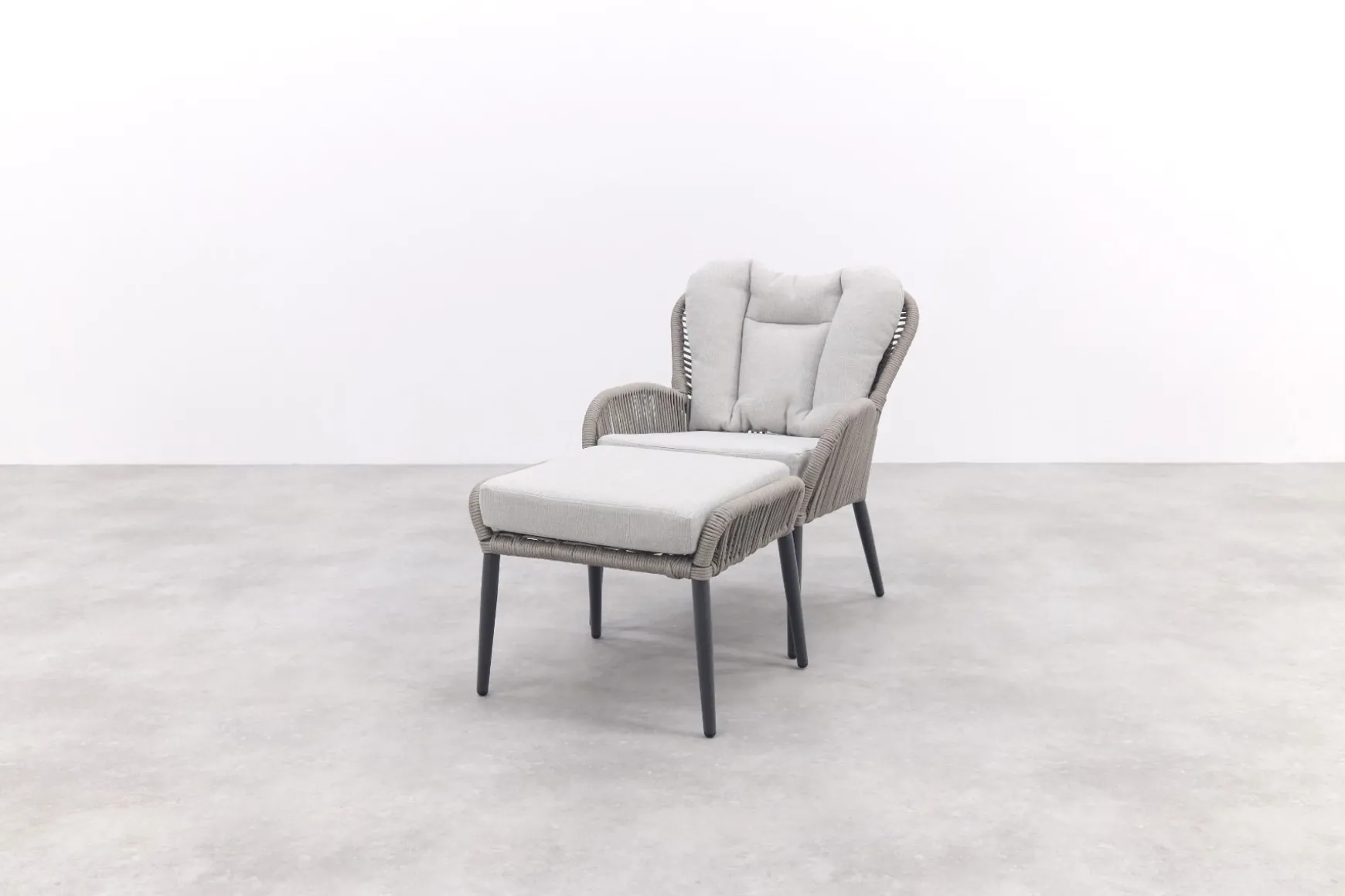 GI Andorra loungestoel + hocker - Taupe/Zand OP=OP