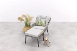 GI Andorra loungestoel + hocker - Taupe/Zand OP=OP