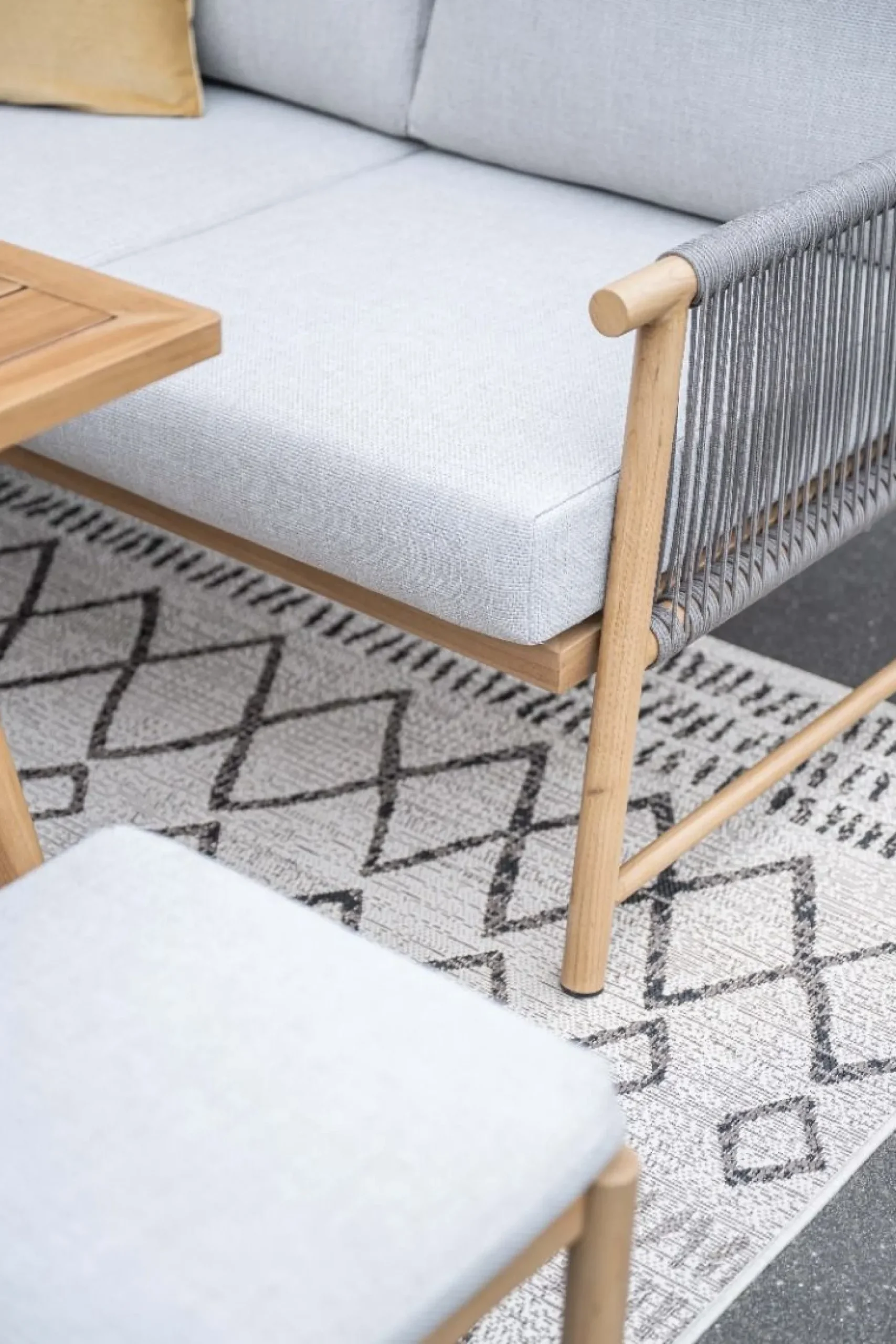 GI Bahama lounge-/diningset met sportbankje - Valley Sand/Teak look