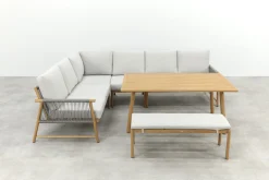 GI Bahama lounge-/diningset met sportbankje - Valley Sand/Teak look