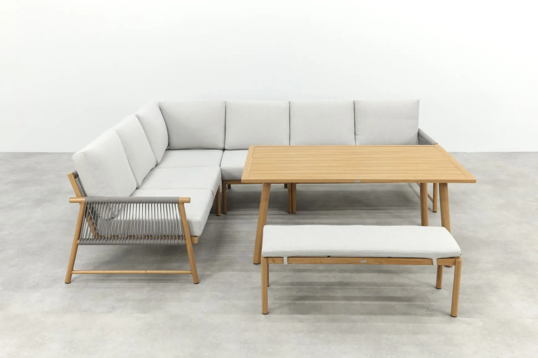 GI Bahama lounge-/diningset met sportbankje - Valley Sand/Teak look