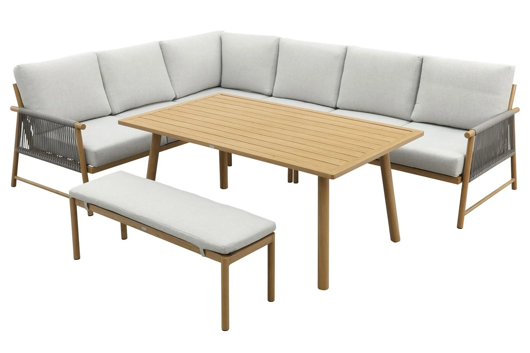 GI Bahama lounge-/diningset met sportbankje - Valley Sand/Teak look