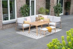 GI Bahama lounge-/diningset met sportbankje - Valley Sand/Teak look