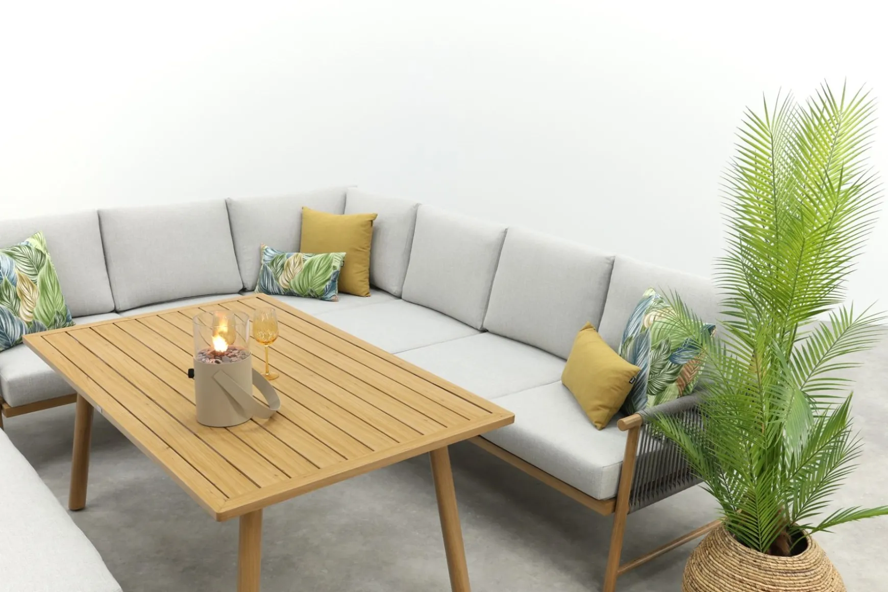 GI Bahama lounge-/diningset met sportbankje - Valley Sand/Teak look