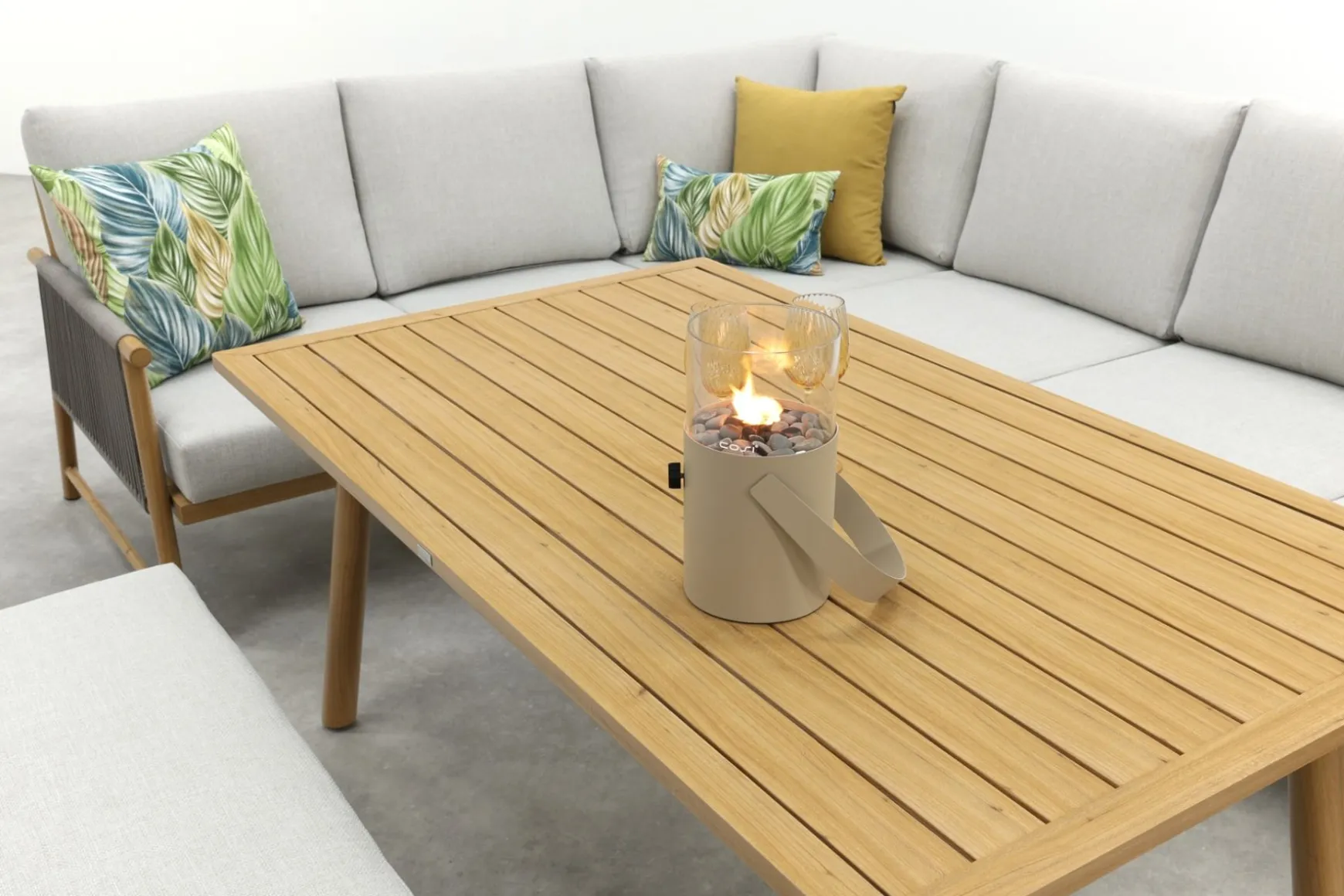 GI Bahama lounge-/diningset met sportbankje - Valley Sand/Teak look