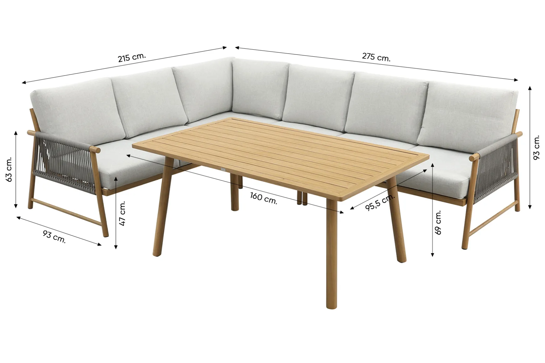 GI Bahama lounge-/diningset - Valley Sand/Teak look