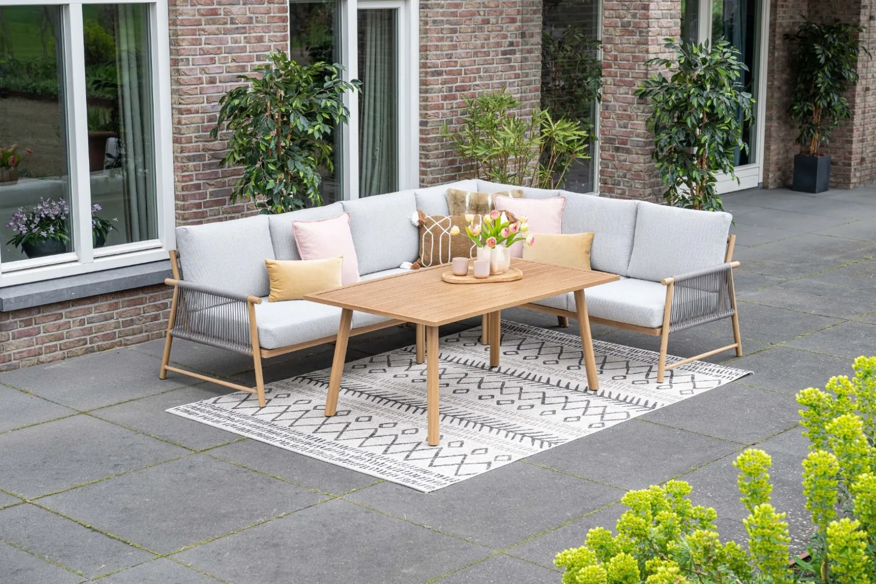 GI Bahama lounge-/diningset - Valley Sand/Teak look