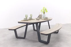 GI Bell ovale 6-persoons picknicktafel 220x193cm.